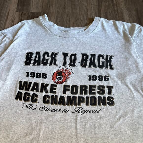 Vintage Wake Forest University Demon Deacons Single Stitch T-Shirt Size XXL ACC - Picture 2 of 4